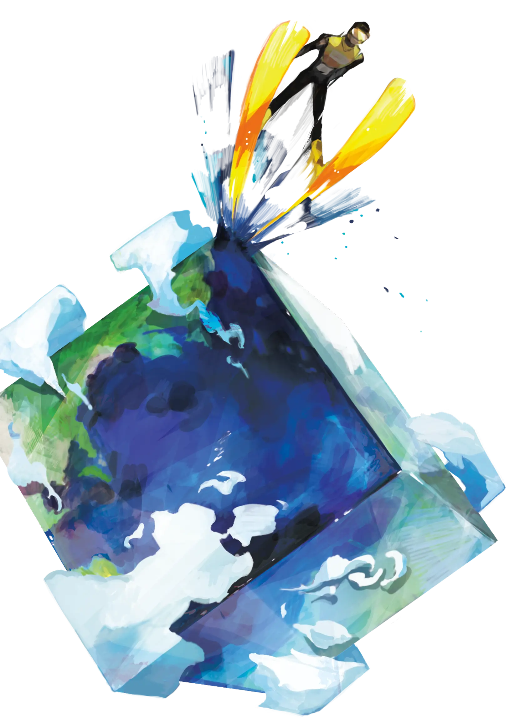 自然と探検の楽しさを象徴的に描いたビジュアル。